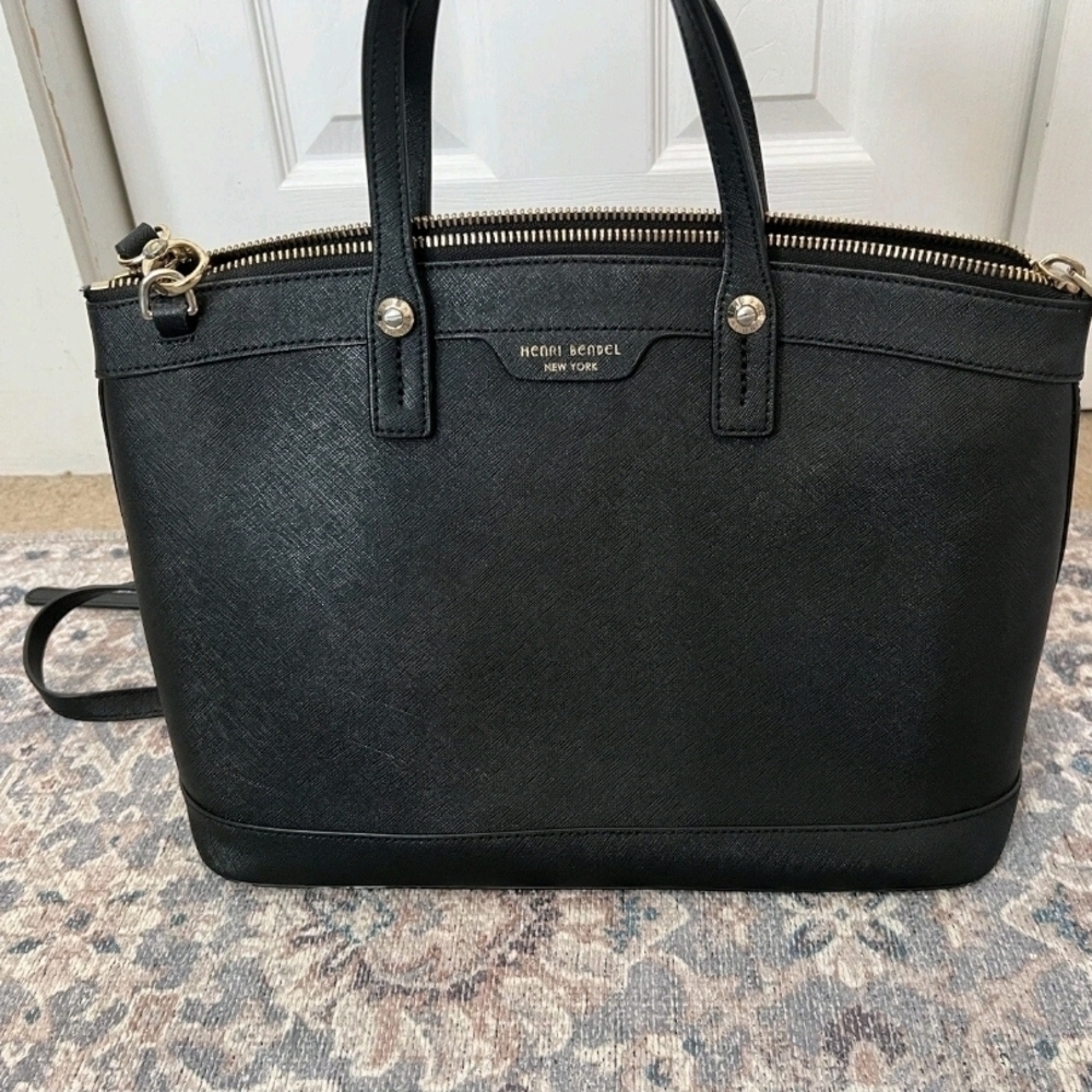Henri Bendel West 57th Black Satchel Bag Purse